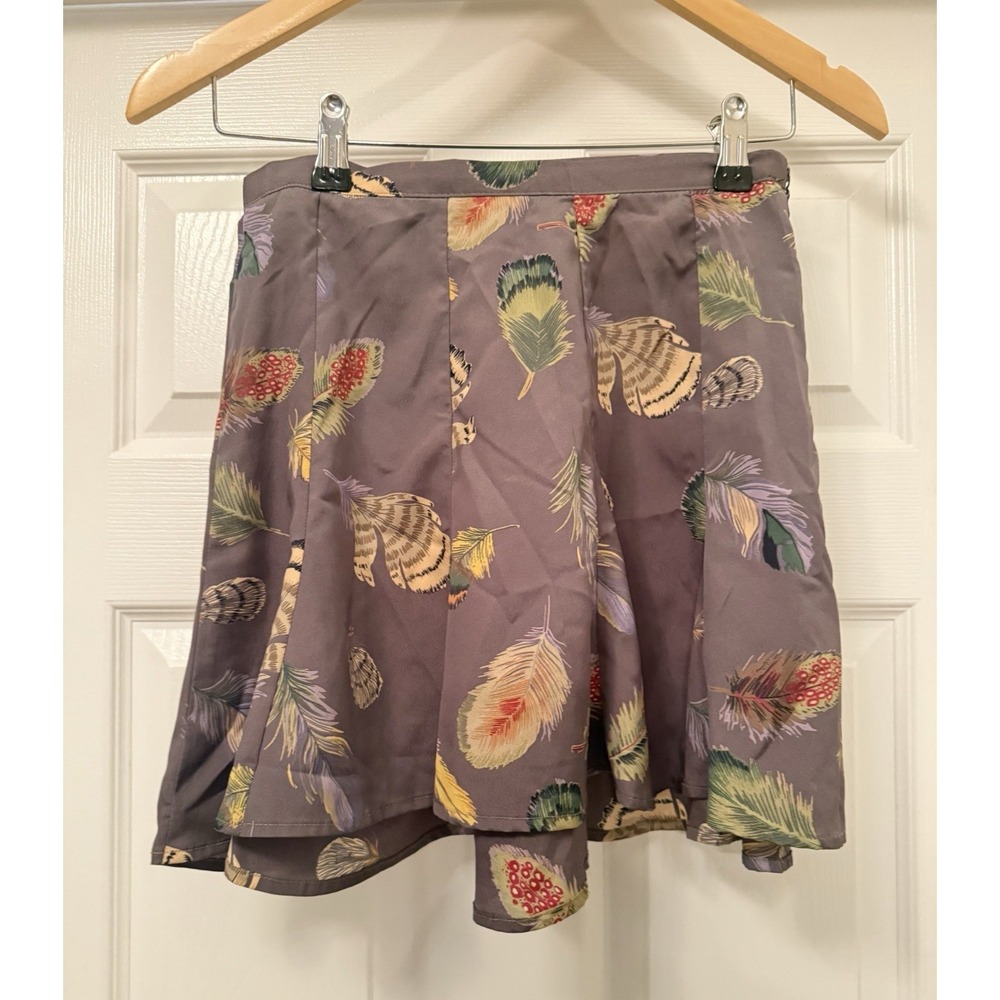 Show Me Your Mumu Feather Print Skirt Women Small Purple Grey A-Line Mini Skirt - Picture 1 of 4